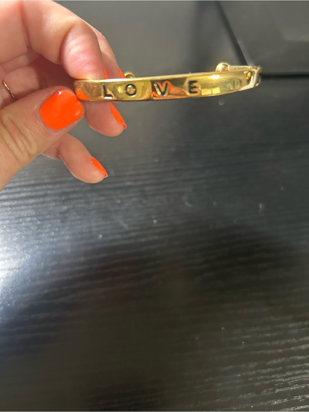 Kinsley Armelle Gold LOVE Engraved Bangle Bracelet